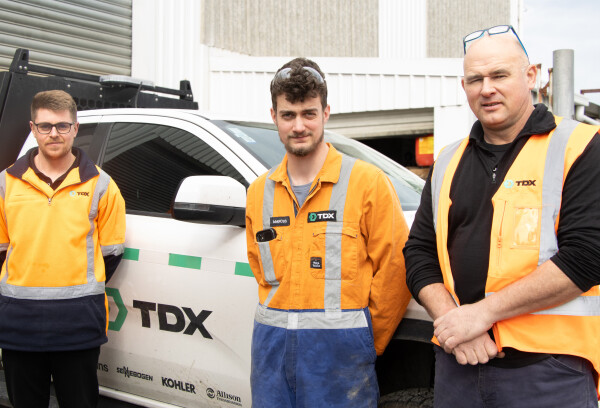 Parts correspondent Cameron Gardiner, Marcus Anderson, Service Manager (Lower South Island) Thomas Chettleburgh.